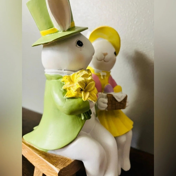 Bethany Lowe Easter Bunny Couple Figurine Spring Decor NWT - Picture 3 of 5